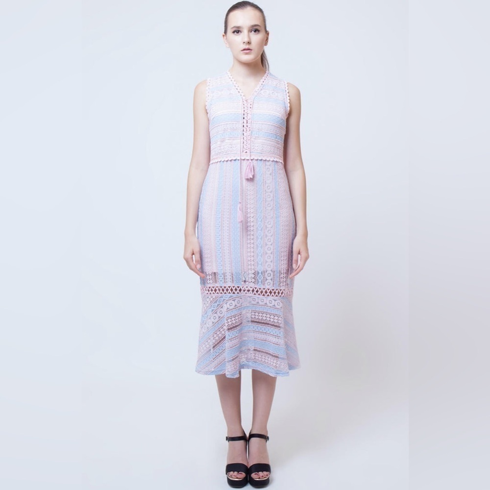 Anthropologie Foxiedox / pencil dress blue pink
Clarinda Dress size xs